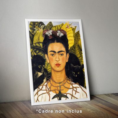 Affiche : Frida Kalho, Auto-portrait avec collier d’épines et colibri